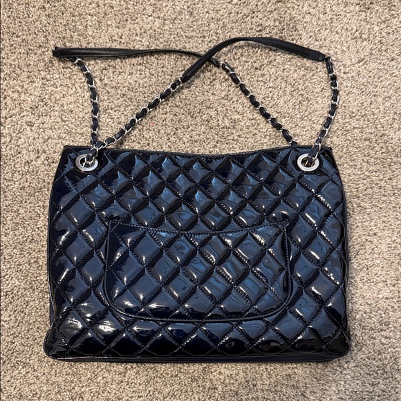 Chanel Navy Quilted Patter Accordion Shoulder Bag - Picture 2 of 16